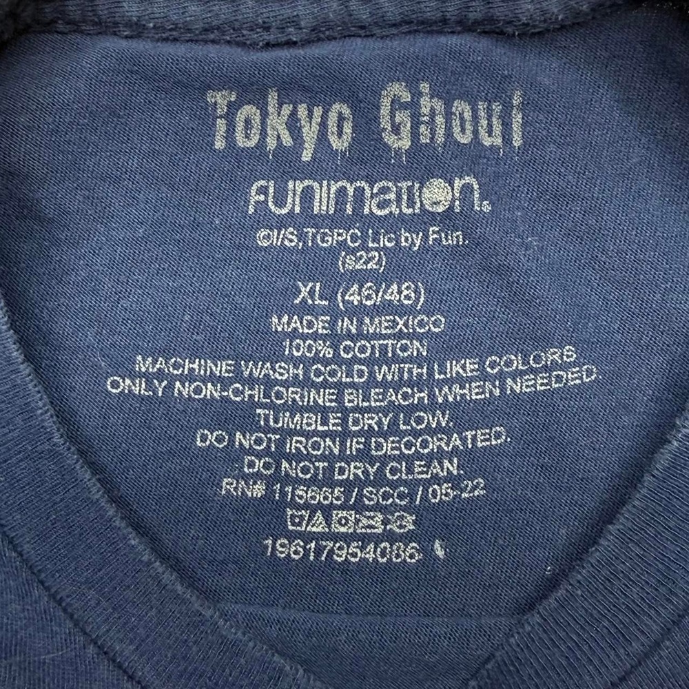 Funimation Tokyo Ghoul Ken Kaneki Graphic Tee Shirt Navy Blue XL - Picture 3 of 5